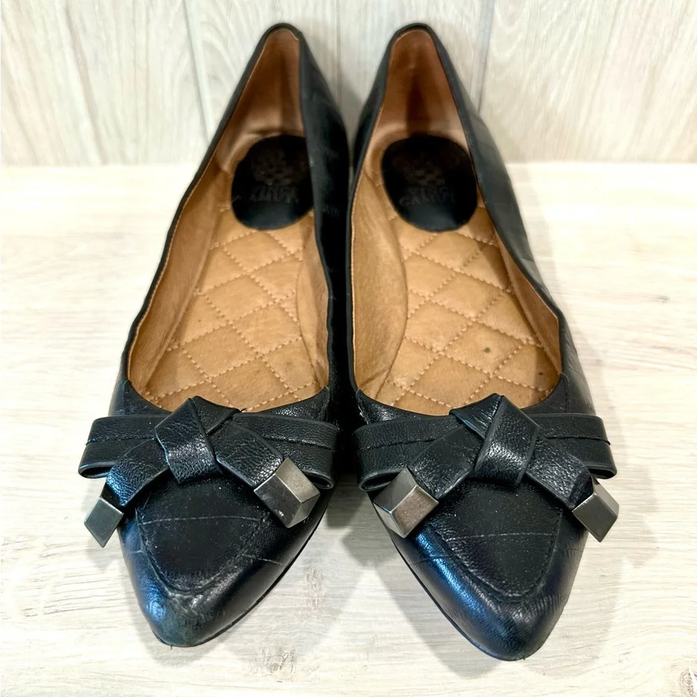 Vince Camuto Graci Black Leather Bow Flats 7